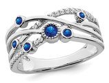 1/8 Carat (ctw) Natural Blue Sapphire Ring in 14K White Gold with Diamonds